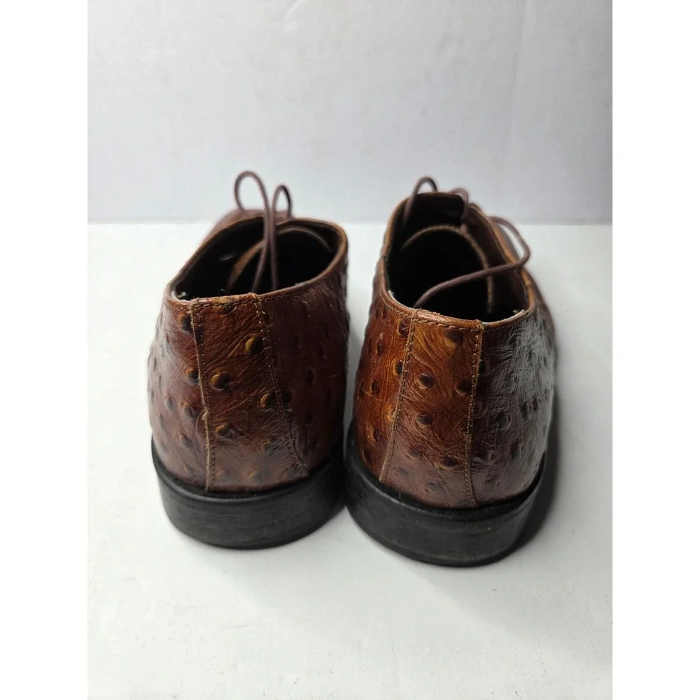 Stacy Adams Mens Cognac Brown Ostrich‎ Crocodile Embossed Leather Oxford 9.5M